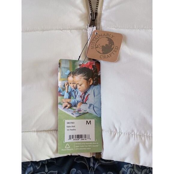 NWT Sherpa Puffer Vest Womens M Kabru Insulated White Full Zip 101 Peetho - Picture 4 of 10